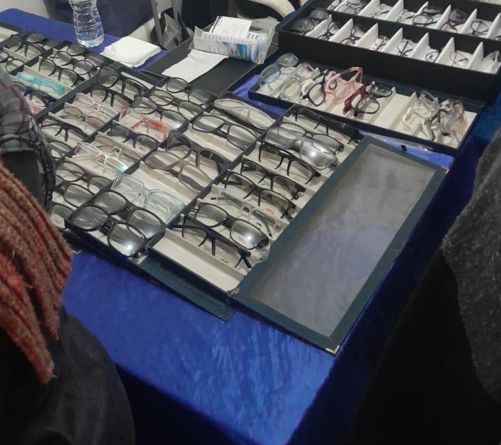 Trays of prescription eyeglasses prepared for El Amrawy residents